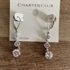 Charter Club Silver Cubic Zirconia Drop Earrings